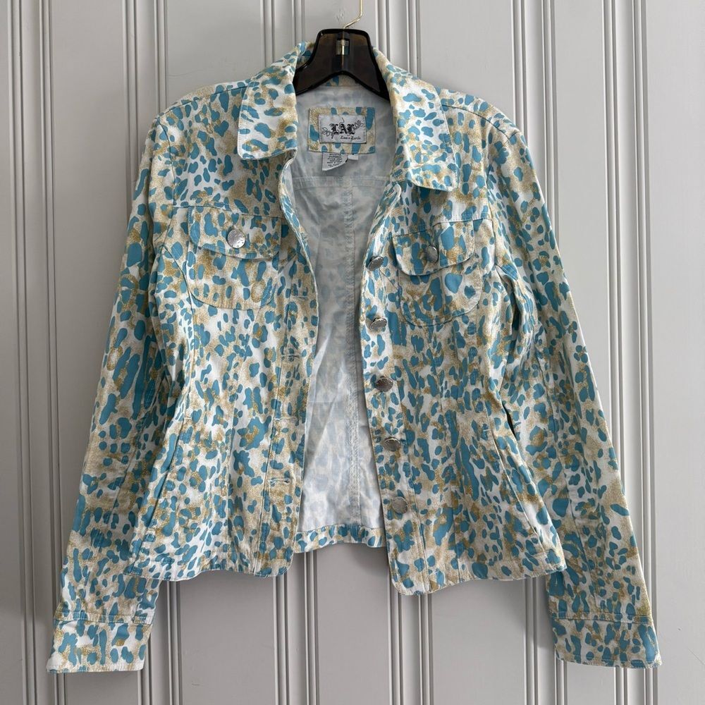 Live a Little Blue and Tan Leopard Patterned Jacket